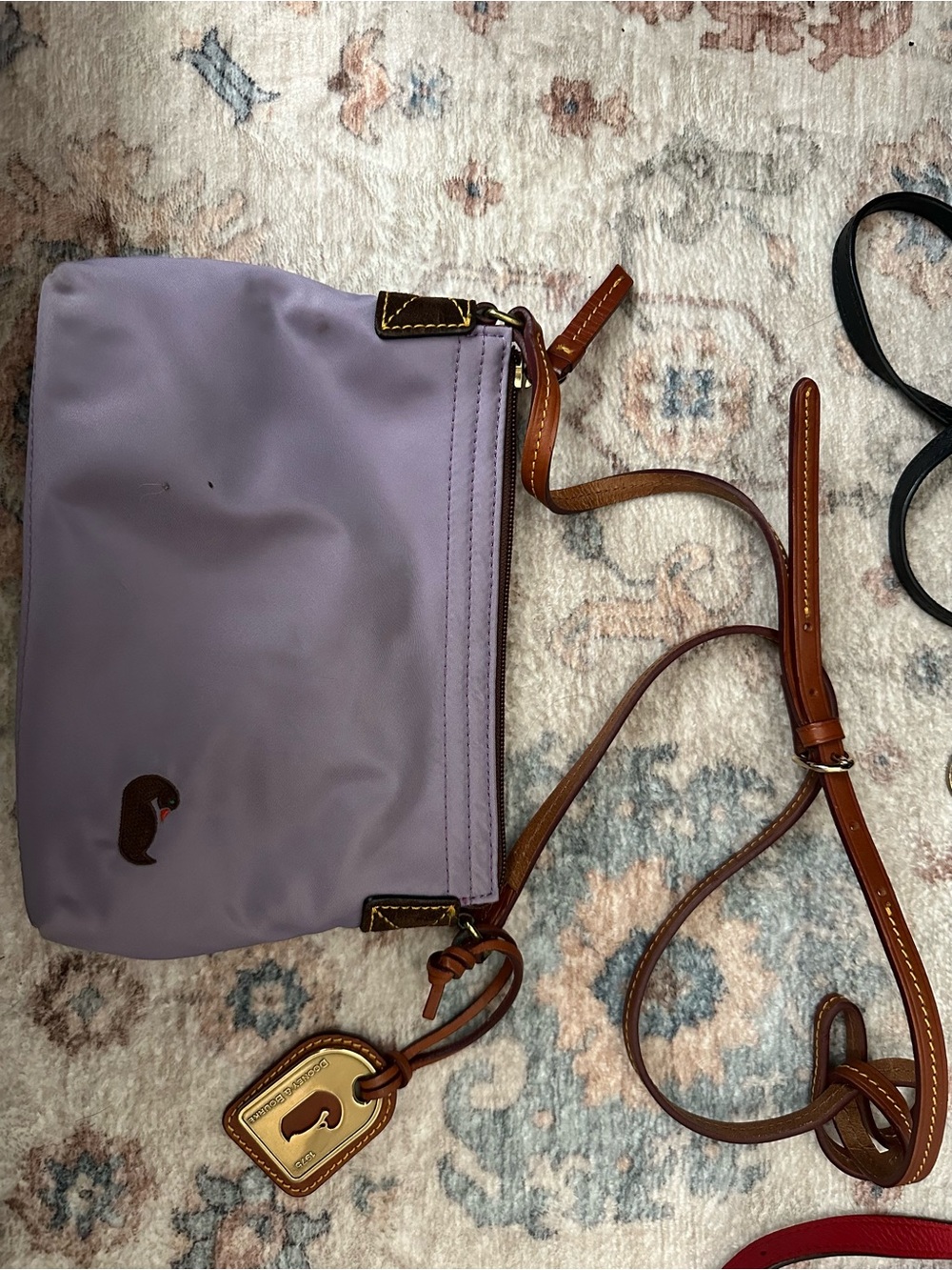 Dooney & Bourke Lavender Crossbody with Brown Leather Trim